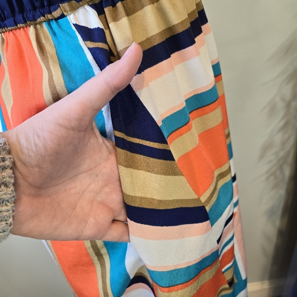 Summer Dress, Colorful, Xhilaration, Orange, Navy, Turquoise, Peach, Tan. Small - Picture 4 of 9